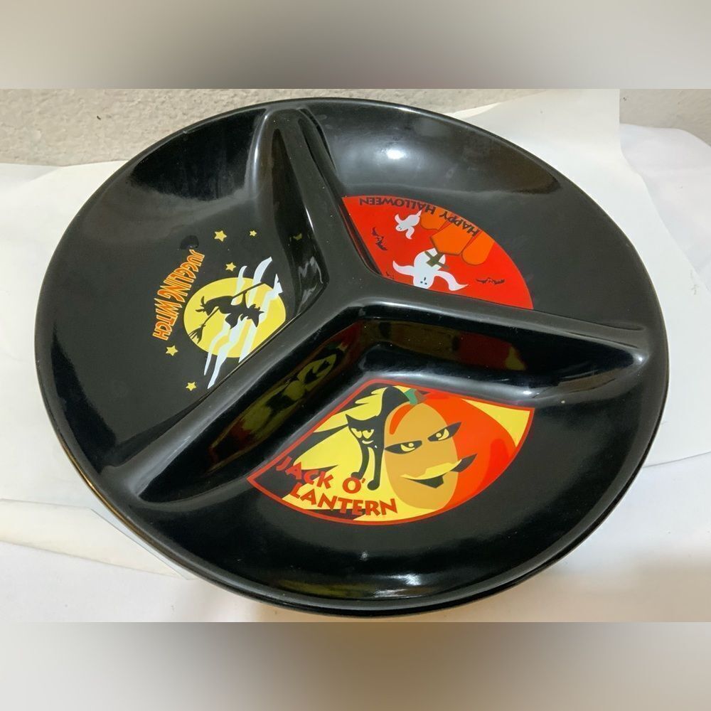 Vintage Target Black Ceramic Divided Halloween Serving Platter